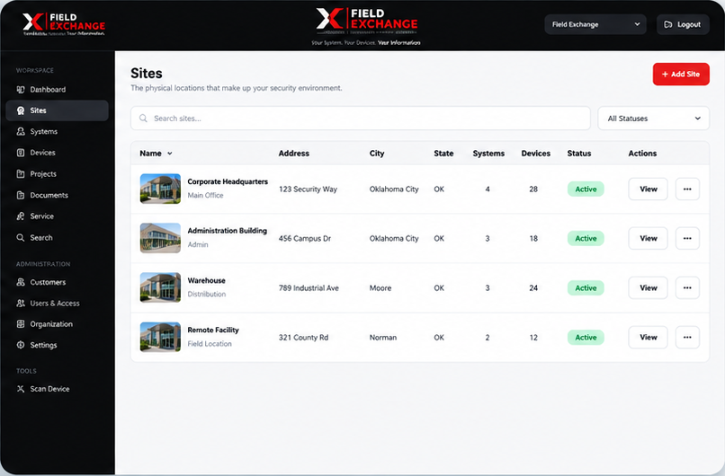 Illustrative Field Exchange Sites & systems product preview